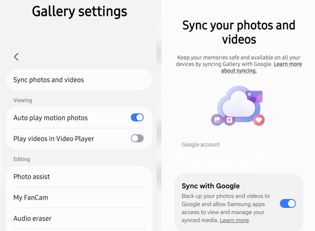Samsung Galeri, OneDrive yerine Google senkronunu açtı