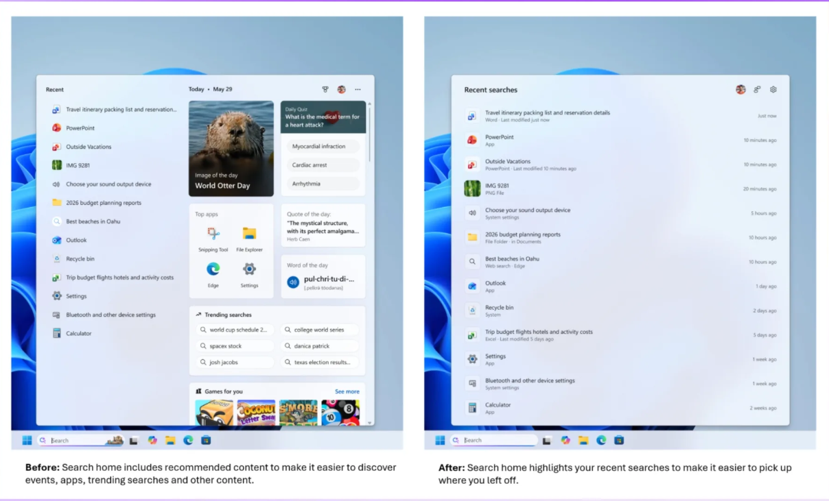 Windows 11, Bing sonuçlarını Arama’dan kaldırma seçeneği sunuyor