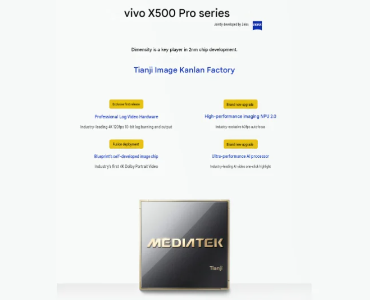 Vivo X500 Pro serisi 2 nm Dimensity çipini kullanan ilk telefon olacak