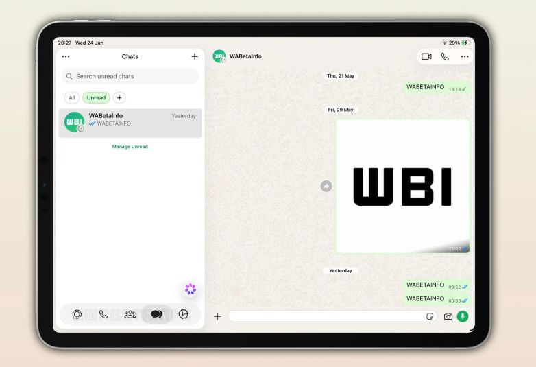 WhatsApp iPad’e Mac tarzı kenar çubuğu getirdi, alt sekme kalkıyor