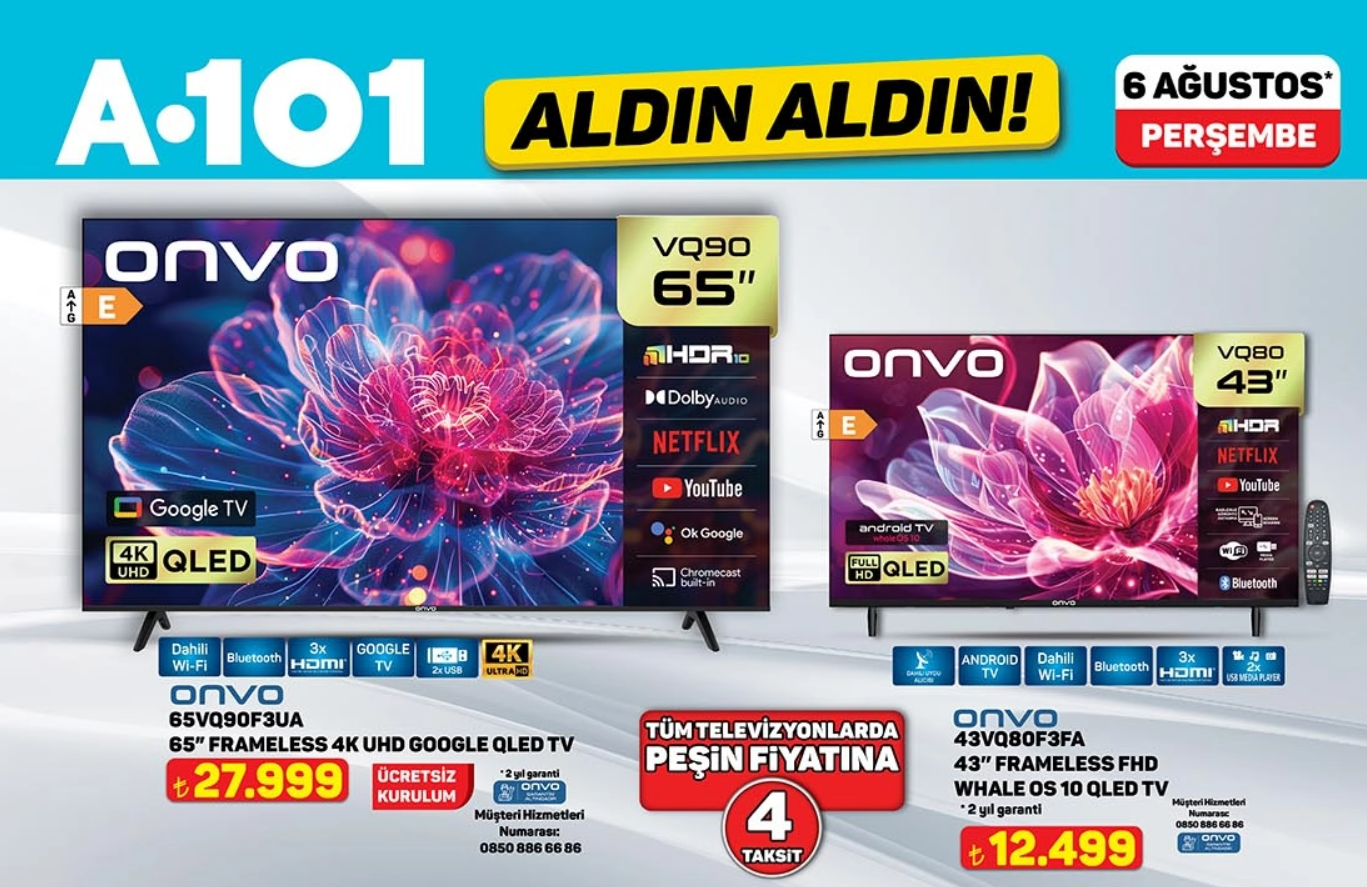 A101 6 Ağustos 2026 Aldın Aldın kataloğu: Televizyon ve elektronik ürünlerde dikkat çeken fiyatlar