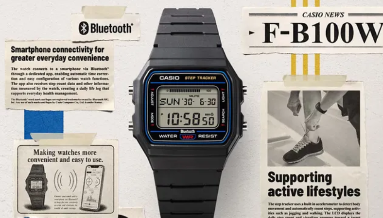 Casio F-B100W, retro tasarıma adım sayma özelliği ekliyor