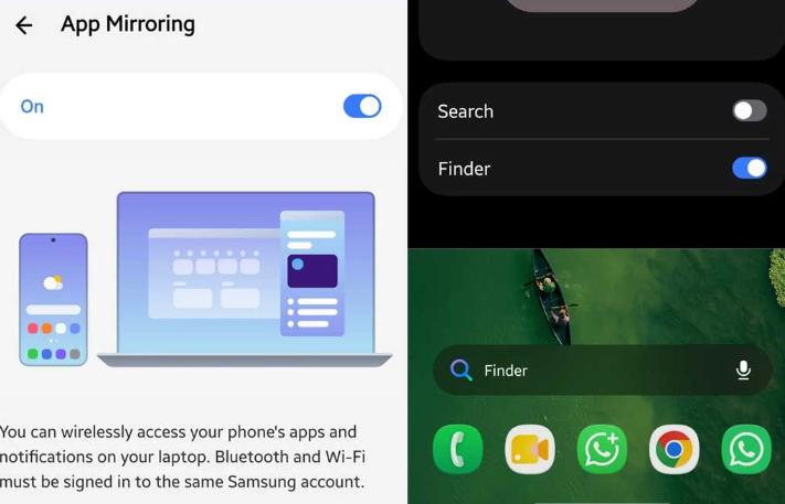 One UI 9.5 sızıntısı yeni Finder ve Uygulama Yansıtma özelliklerini gösterdi