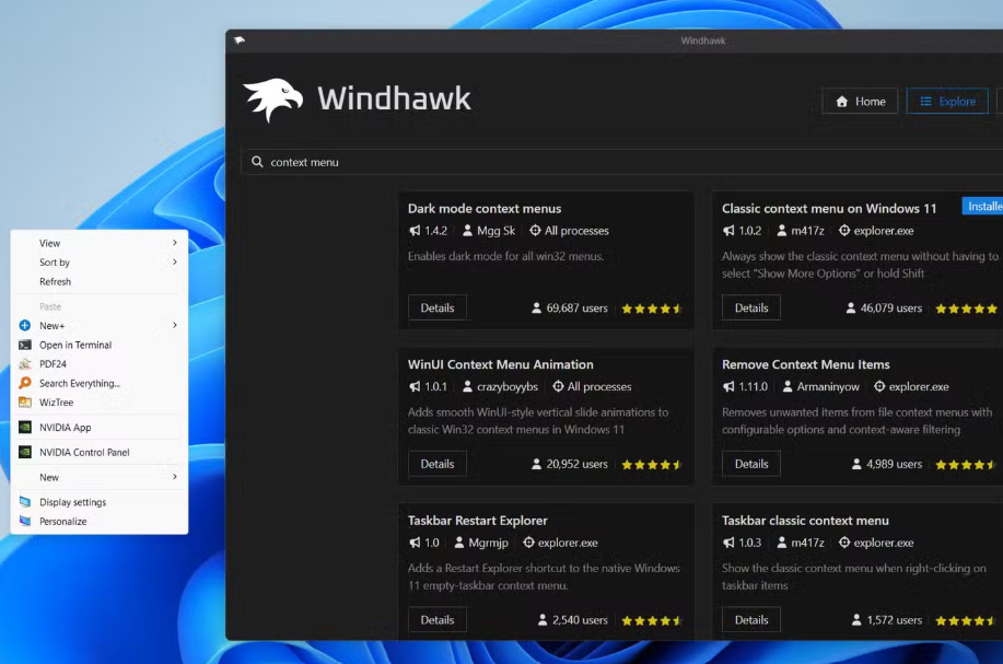 Windhawk ile Windows 11 görev çubuğunu, Başlat’ı ve Gezgin’i yeniden kurdum