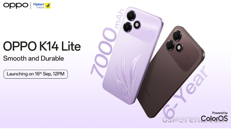 Oppo K14 Lite 16 Eylül’de Hindistan’da tanıtılıyor, 7000 mAh pil doğrulandı