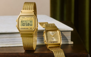 Casio, altın rengi örgü bilezikli iki klasik saat modelini ABD'de satışa sundu